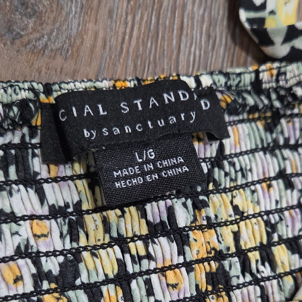 Social Standard by Sanctuary Floral Midi Dress Yellow Daisy Tie Strap Large - Picture 4 of 7